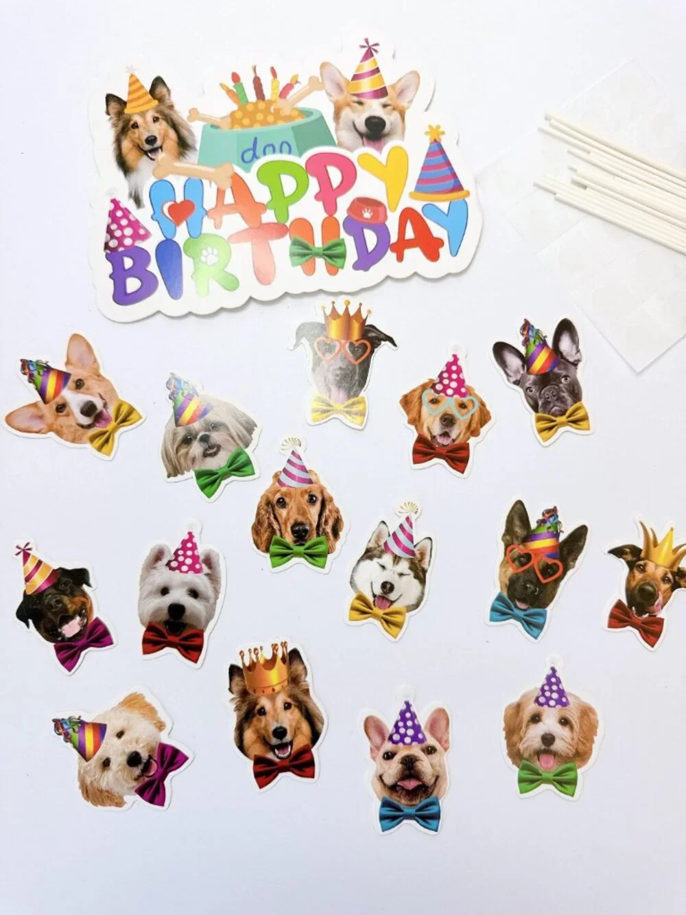Dog Colorful Themed Birthday Party Decorations Set – Banner, Garland & Toppers